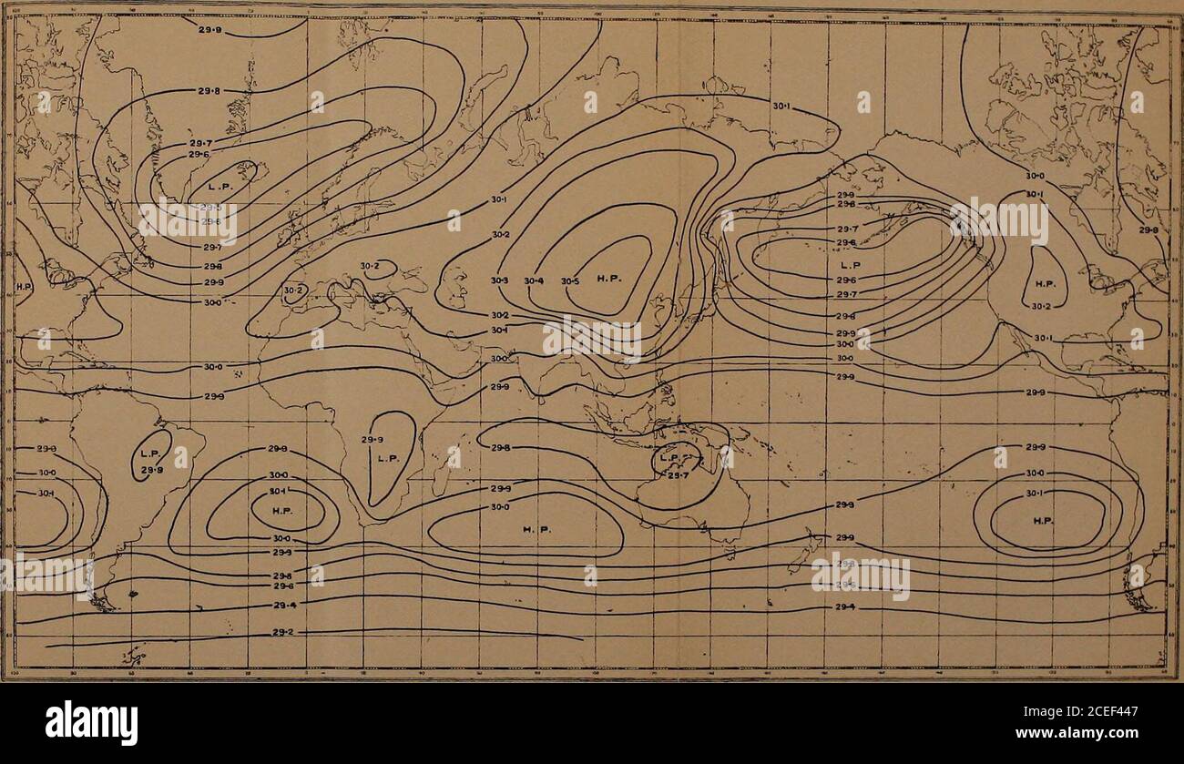 Ciencia del mar. Un manual elemental de oceanografía práctica para  viajeros, marineros y navegantes. [Entre pp. 6, 7.. GRÁFICO II.—ISOBARS  PARA ENERO. Estas son líneas trazadas a través de puntos de