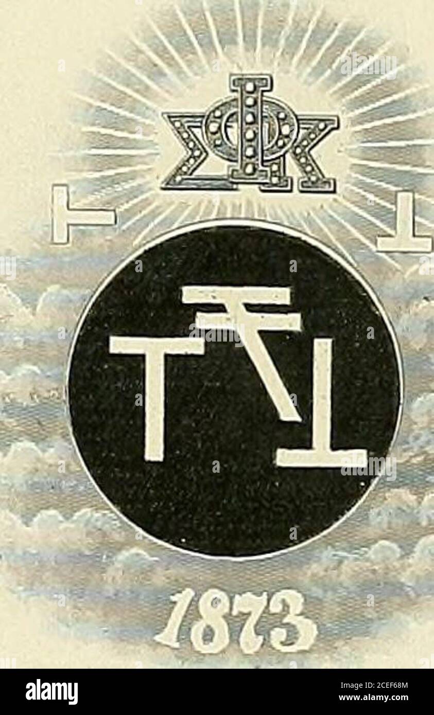 . Halcyon. PHI SIGMA KAPPA. ] lii ©igma Eappa Craptet EoII Alpha, Massachusetts Agricultural Colleg Beta, Union University Gamma, Cornell University - Delta, West Virginia University Epsilon, Yale University Zeta, College of the City of New York ETA, University of Maryland Theta, Columbia University Iota, Stevens Institute of Technology Kappa, Pennsylvania State College Lambda, George Washington University Mu, Universidad de Pennsylvania Nu, Lehigh University 1873 Xi, St. Lawrence University .       1902 1888 Omtceon, Instituto Tecnológico de Massachusetts - 1902 1889 Pi. Franklin y Marshall Col Foto de stock