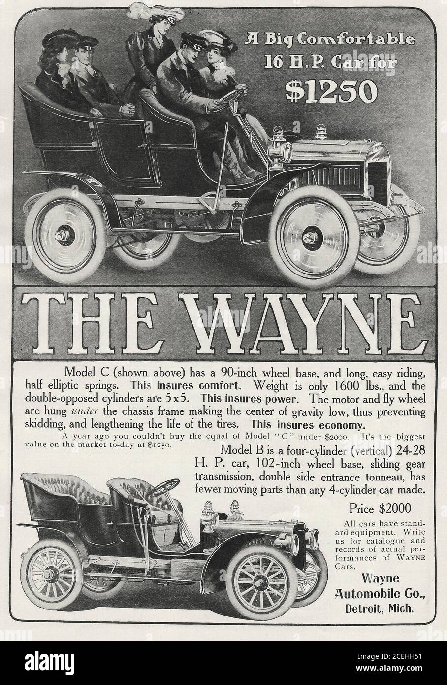 Publicidad para el automóvil Wayne, alrededor de 1920 Foto de stock