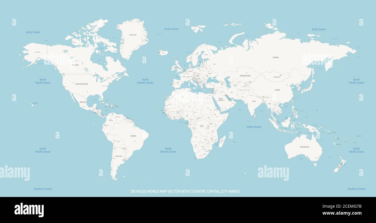 mapa mundial. mapa detallado de los países del mundo vector para  antecedentes infográficos Imagen Vector de stock - Alamy