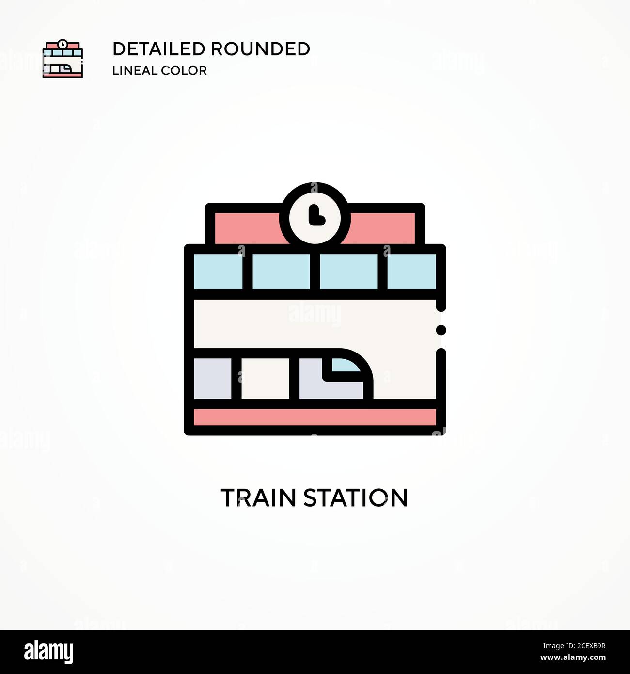 Icono de vector de estación de tren. Conceptos modernos de ilustración vectorial. Fácil de editar y personalizar. Ilustración del Vector