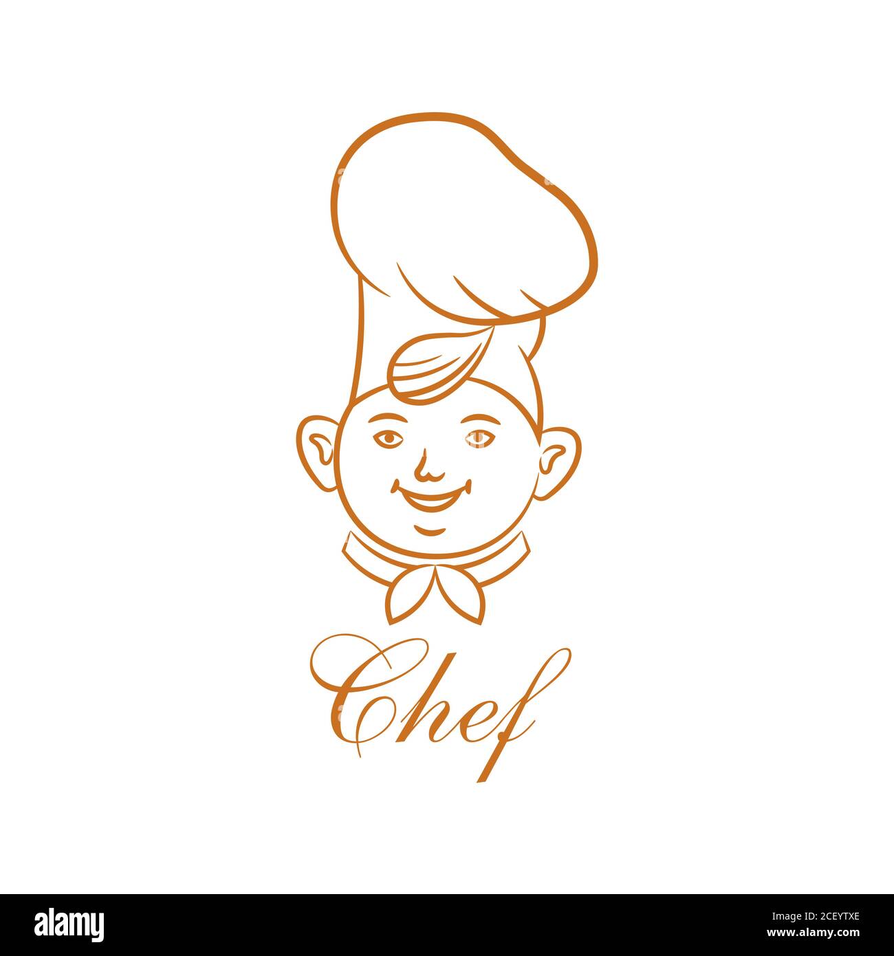 El chef en cocina.Sketch.Logo.cara alegre del cocinero.elemento para el diseño.la ilustración vectorial aislada. Ilustración del Vector
