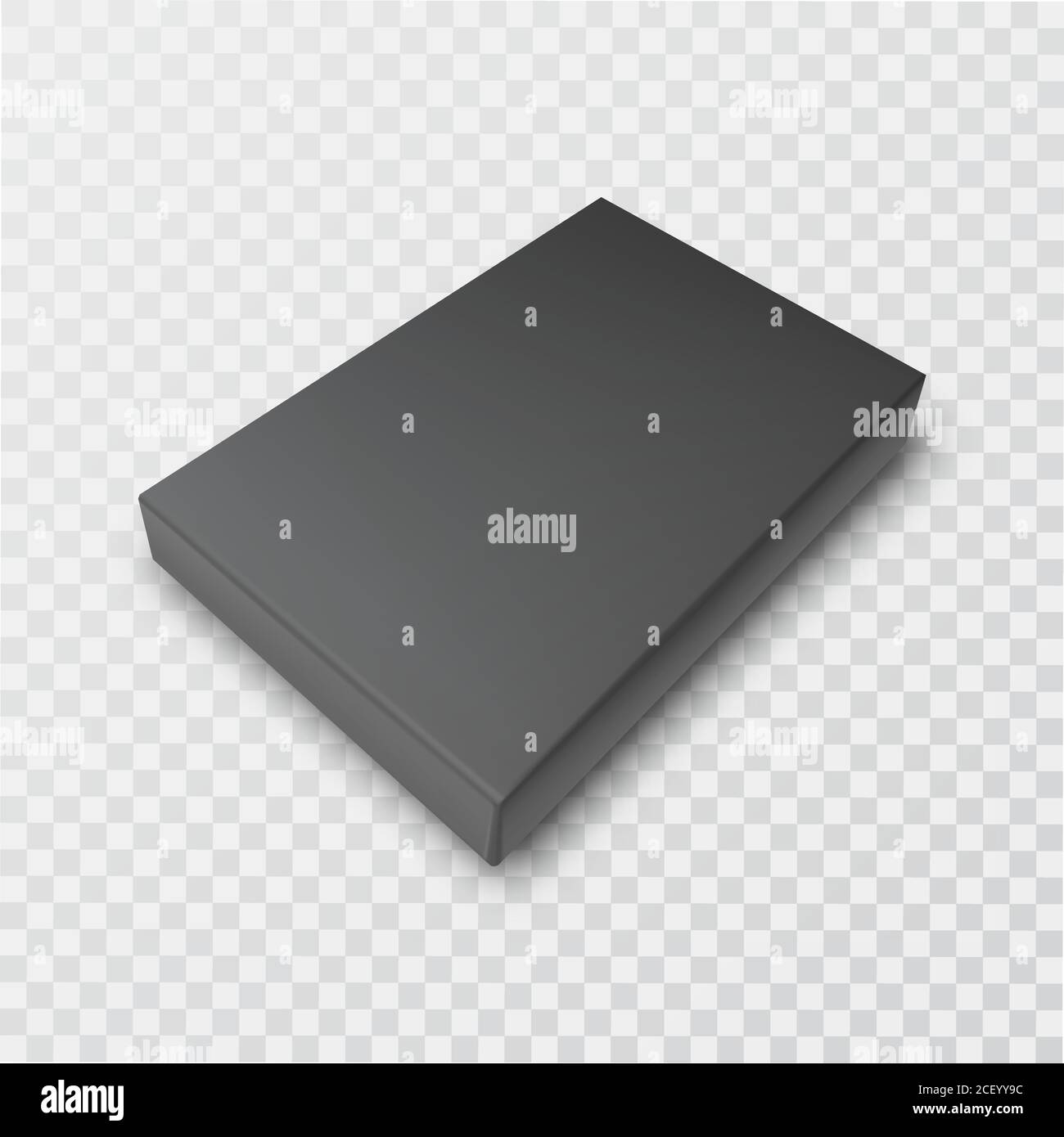 Una caja de regalo negra cerrada sobre un fondo transparente aislado.3D.plantilla para diseño.ilustración vectorial realista. Ilustración del Vector