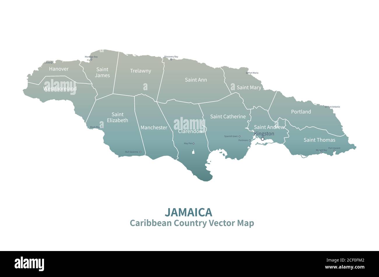 Mapa Vectorial De Jamaica Mapa Del País Serie Verde Imagen Vector De