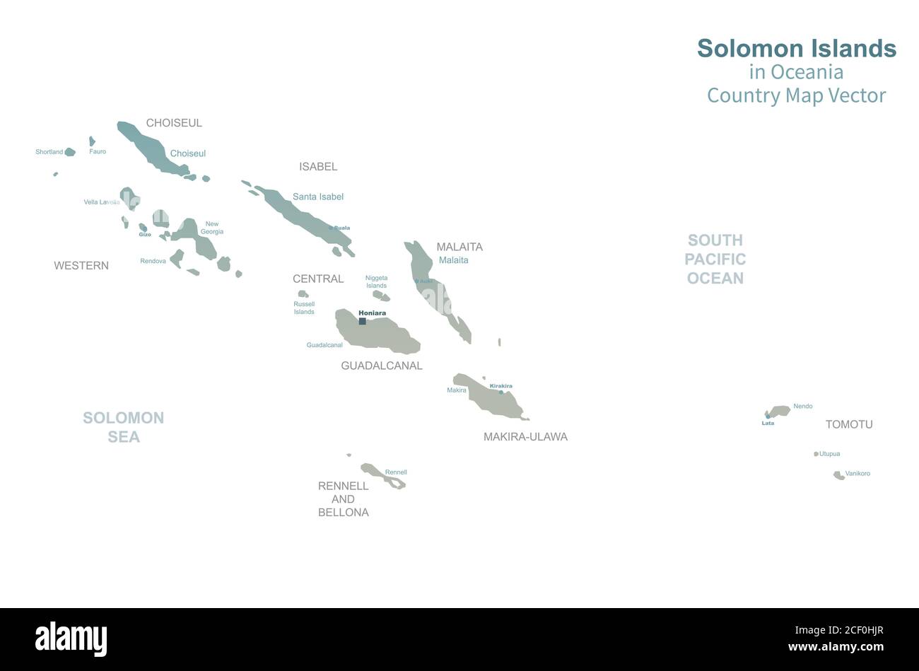 Islas Salomón Mapa vectorial. Mapa del país del Pacífico Sur Imagen Vector  de stock - Alamy