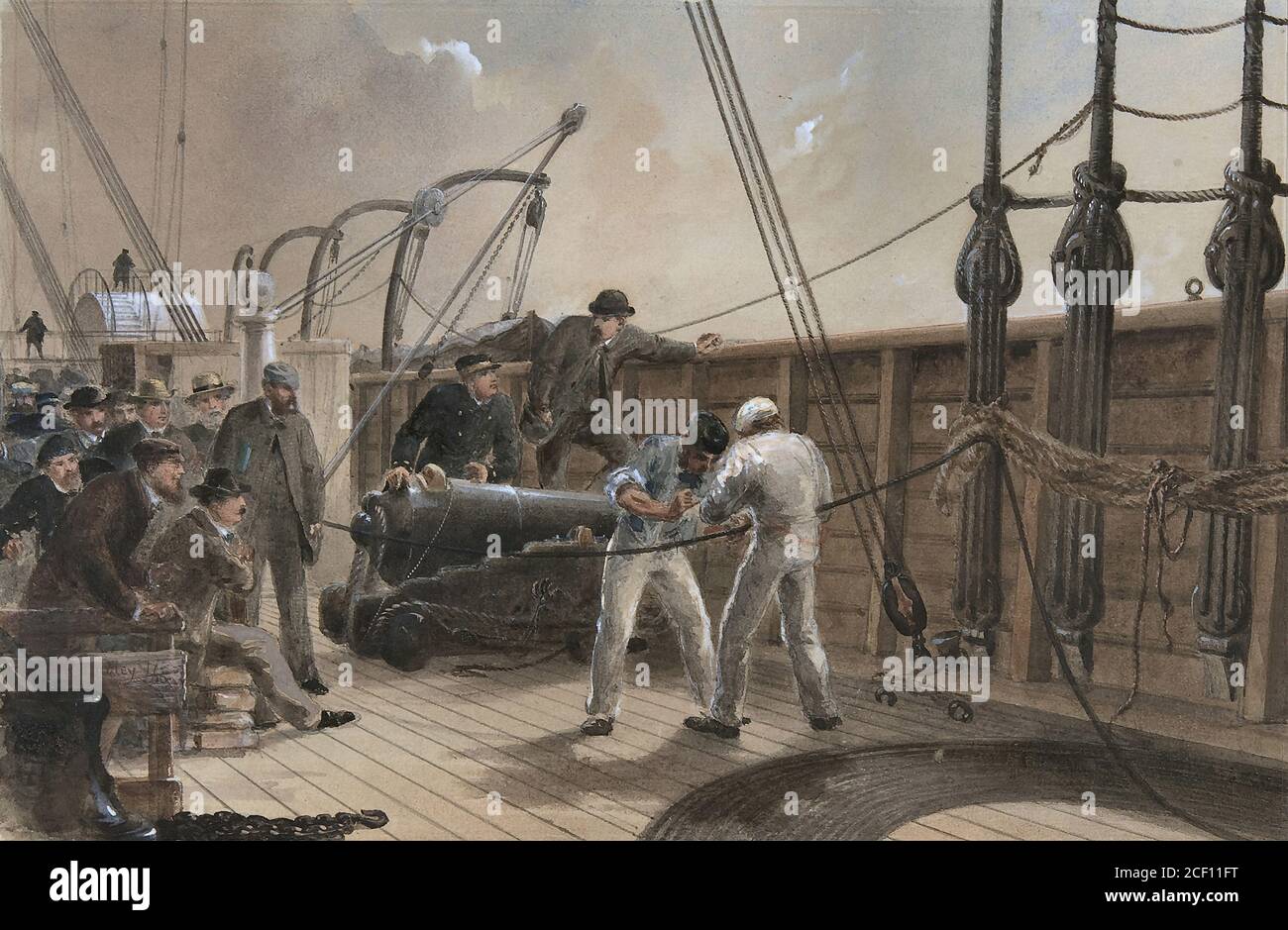 dudley, robert charles - empalme el cable (después del primer accidente) a bordo del Gran este, 25 de julio de 1865 Foto de stock