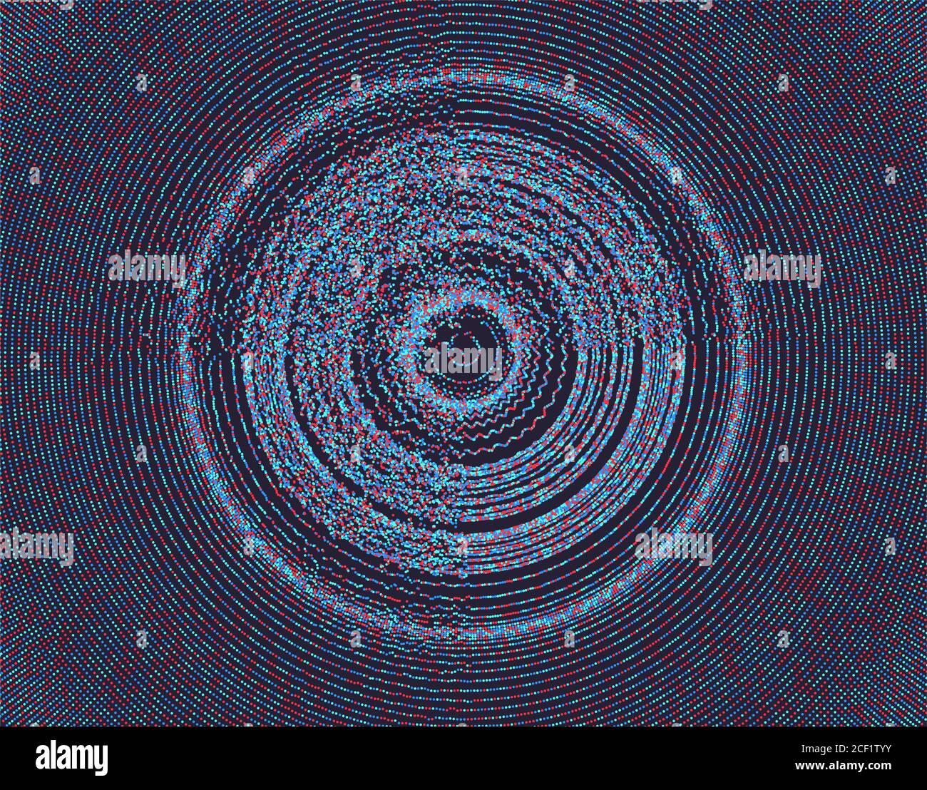 Matriz con partículas de dinámica de partículas pequeñas en círculo.  Elemento de la ciencia y la tecnología moderna. Estructura radial. Resumen  fondo punteado. Vector Imagen Vector de stock - Alamy