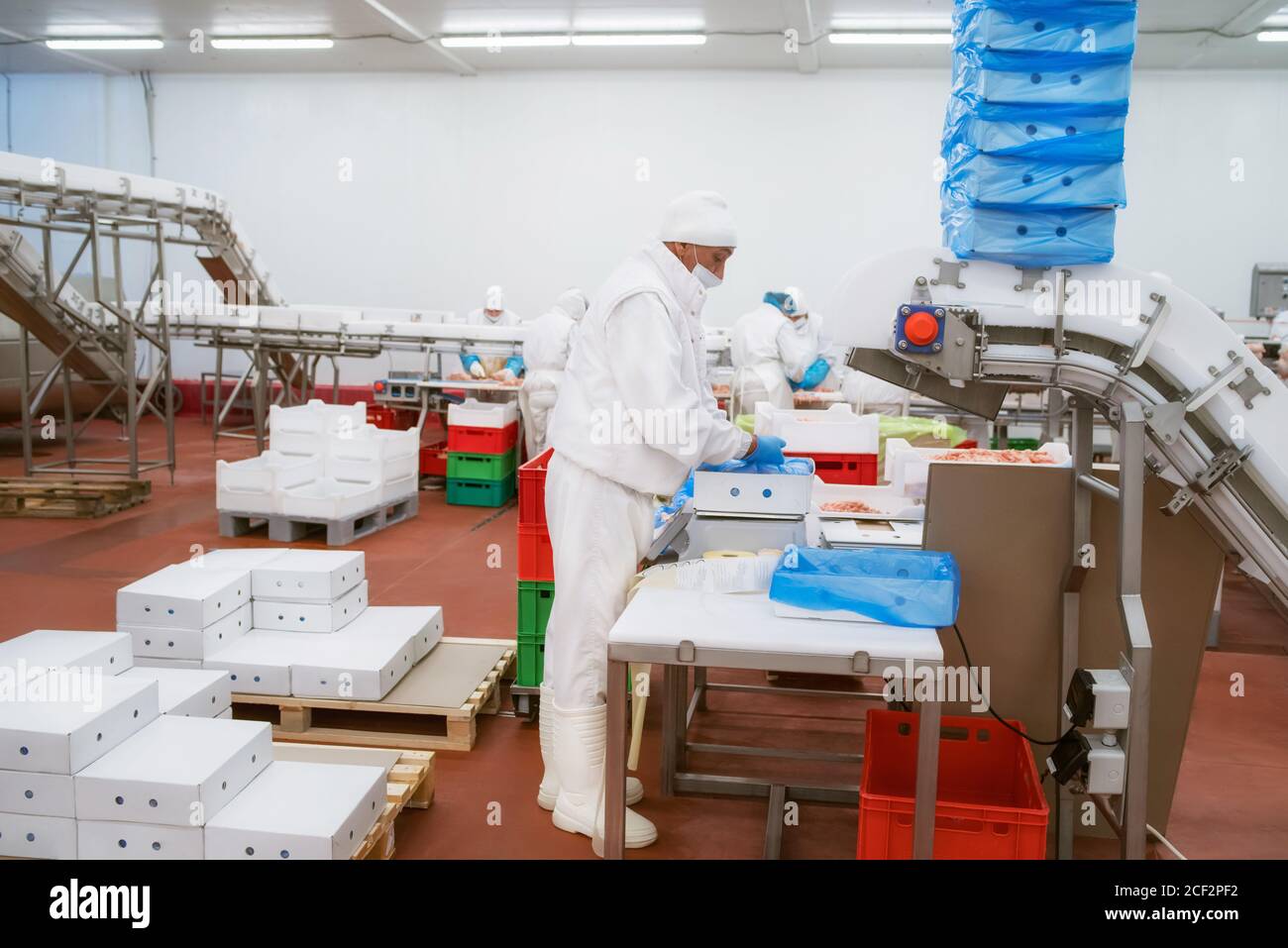 Equipo industrial en una fábrica de carne. Planta procesadora de carne