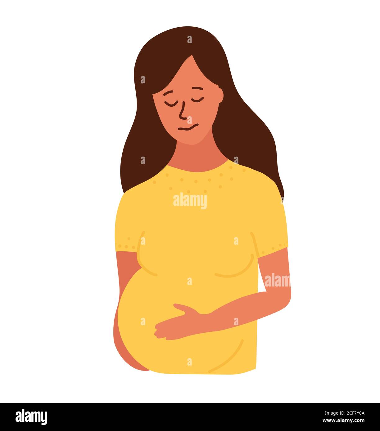 Mujer Embarazada Disgustada Y Triste Tocando Su Vientre Malas Noticias Sobre La Salud De Su Bebe Miedo Ansiedad Y Depresion Tercer Trimestre Del Embarazo Imagen Vector De Stock Alamy