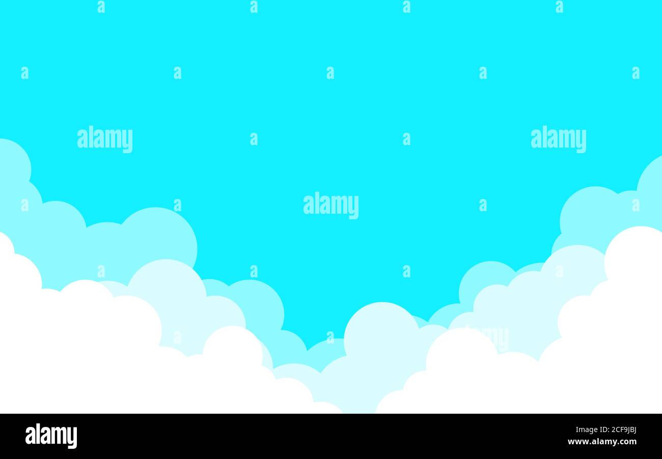Nubes corte de papel con cielo azul fondo paisaje plano dibujos animados  diseño vectorial Imagen Vector de stock - Alamy