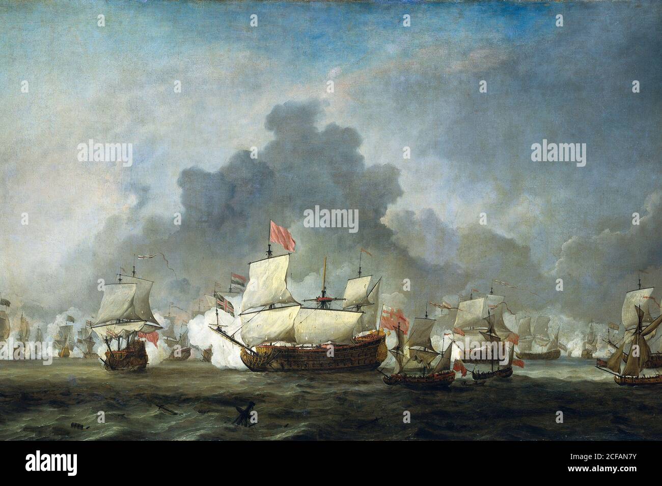 Batalla de Solebay en la Guerra Anglo Holandesa - 1672 Foto de stock