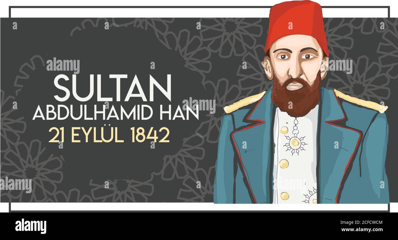 II Caricatura de Abdulhamid, Sultán del Imperio Otomano, 1842-1918 Ilustración del Vector