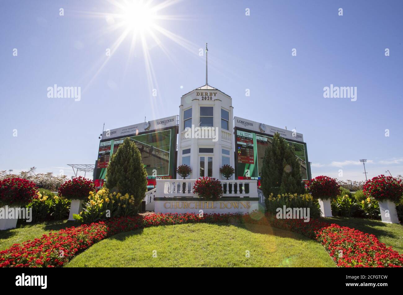 Louisville, Estados Unidos. 5 de septiembre de 2020. El círculo del ganador en el campo espera la decisión 146th Kentucky Derby en Churchill Downs el sábado, 5 de septiembre de 2020 en Louisville, Kentucky. Foto de Michelle Haas Hutchins/UPI crédito: UPI/Alamy Live News Foto de stock