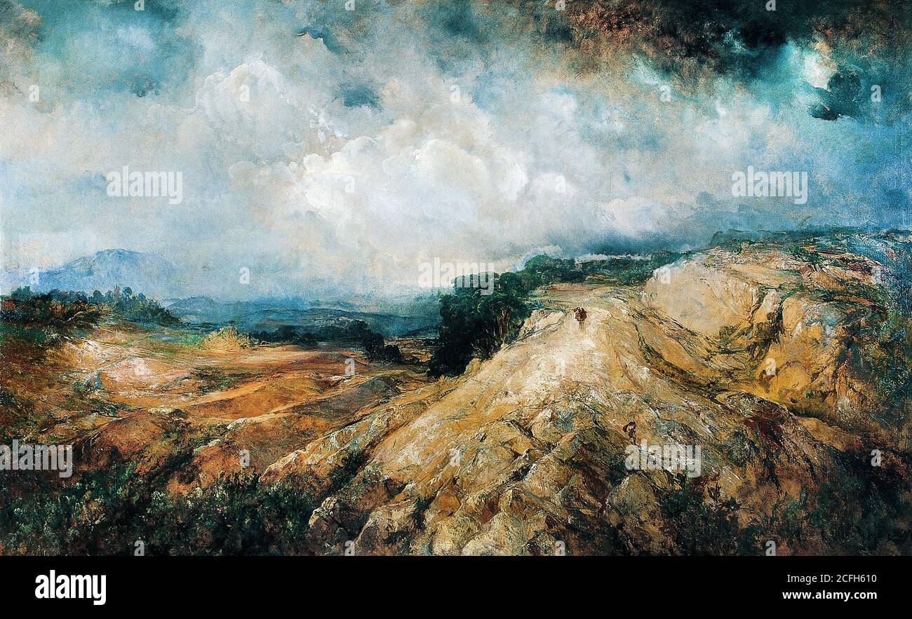 Ramon Marti i Alsina, paisaje rocoso 1887 Óleo sobre lienzo, Fundación Banco Santander, Madrid, España. Foto de stock