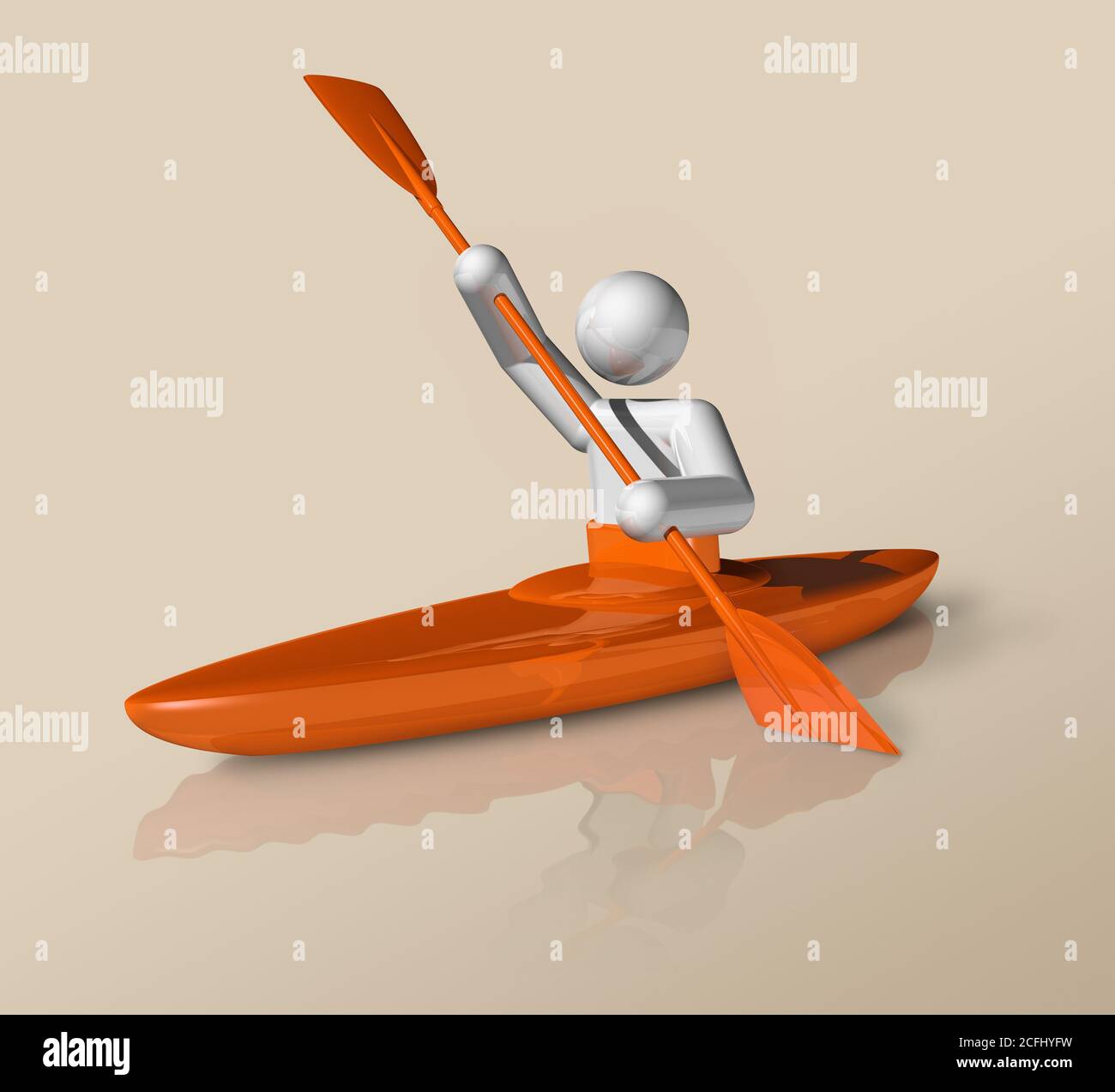 símbolo de slalom de canoa tridimensional, deportes olímpicos. Ilustración Foto de stock