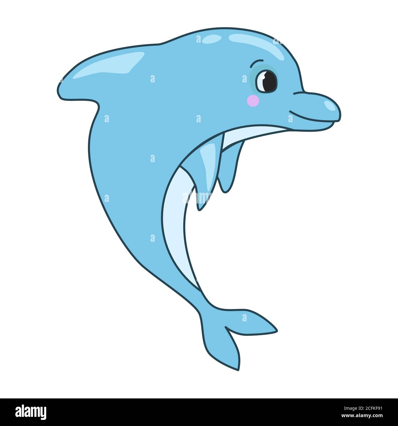 Dibujo de dibujos animados vectoriales de un divertido delfín saltando  diversión sobre un fondo blanco Imagen Vector de stock - Alamy