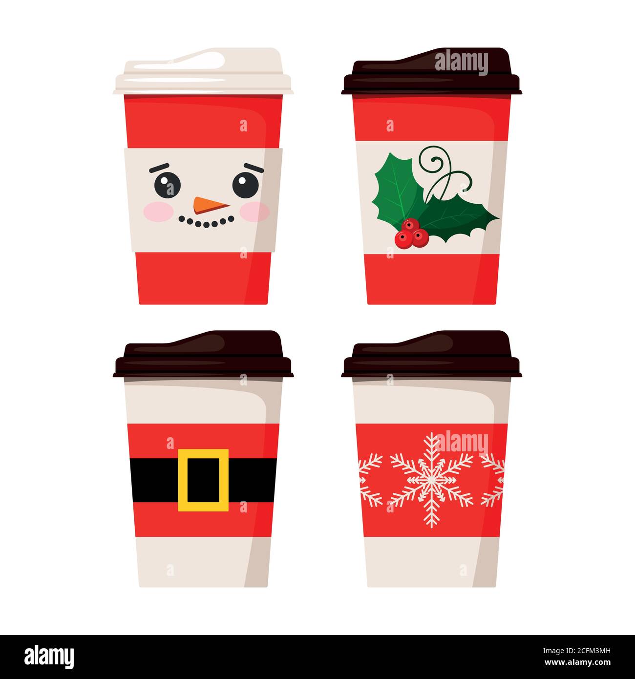 Tazas de café Merry Christmas aisladas sobre fondo blanco Imagen Vector de  stock - Alamy