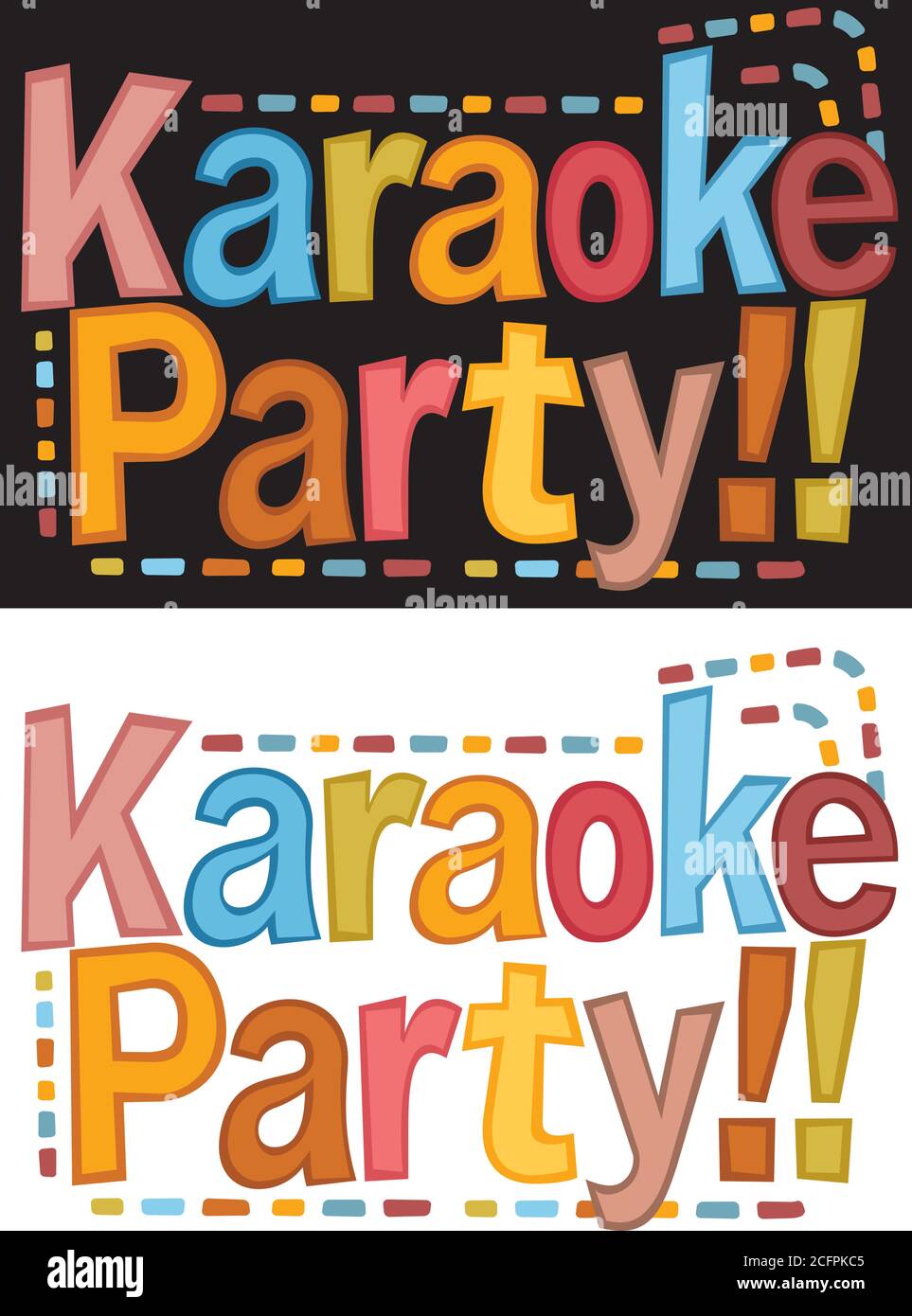 Estilo retro de letras frase "Karaoke party". Tipografía para un cartel