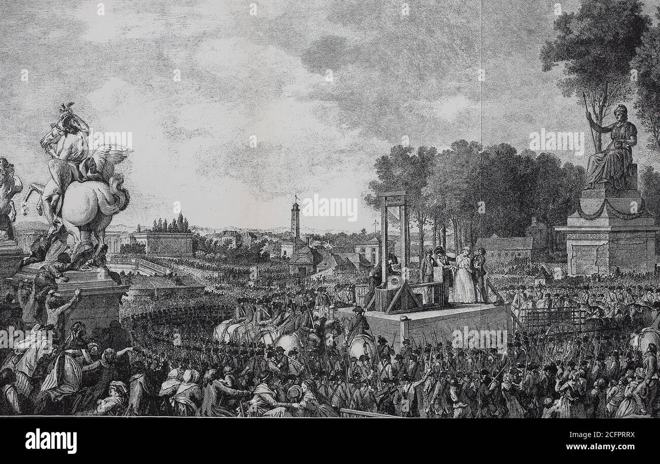 La ejecución de la Reina María Antonieta en la Plaza de la Revolución