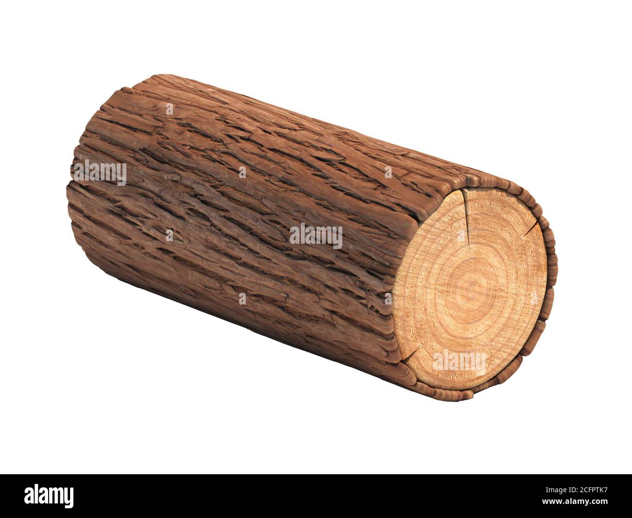 Madera de troncos, leña aislada sobre fondo blanco, renderizado en 3d Foto de stock