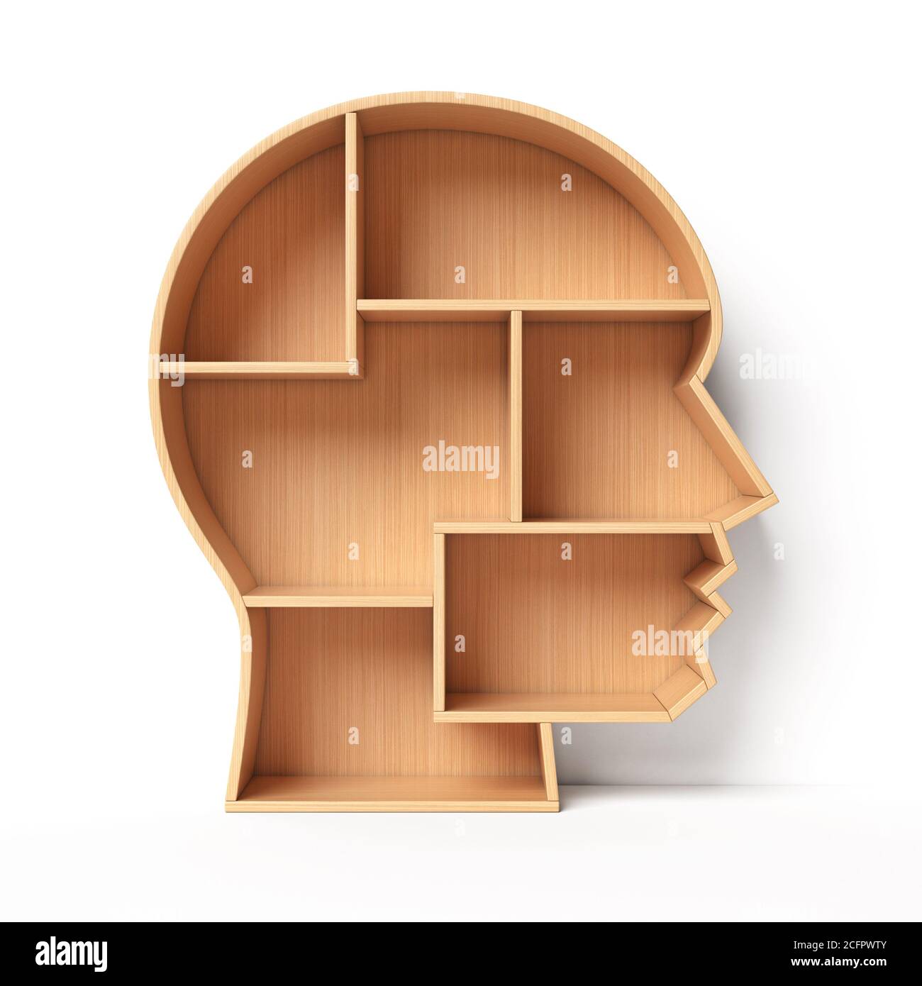 Estanterías en forma de cabeza humana, educación libro estante concepto 3d  rendering Fotografía de stock - Alamy