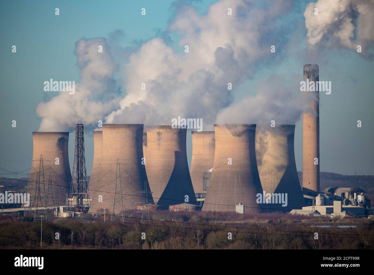 Central eléctrica de carbón en Fiddlers Ferry Foto de stock