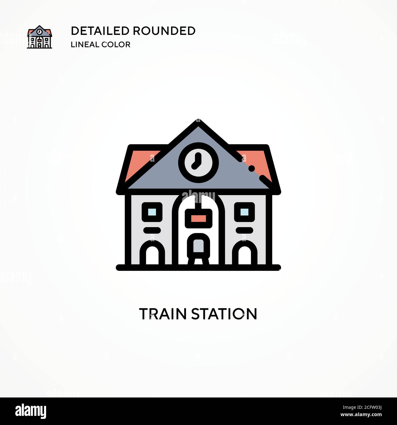 Icono de vector de estación de tren. Conceptos modernos de ilustración vectorial. Fácil de editar y personalizar. Ilustración del Vector