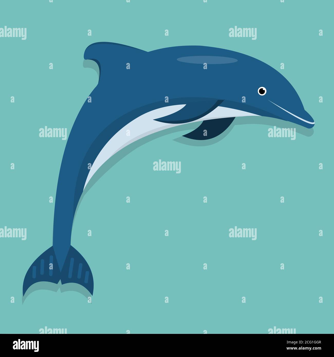 ilustración de vector de delfín en estilo plano Ilustración del Vector