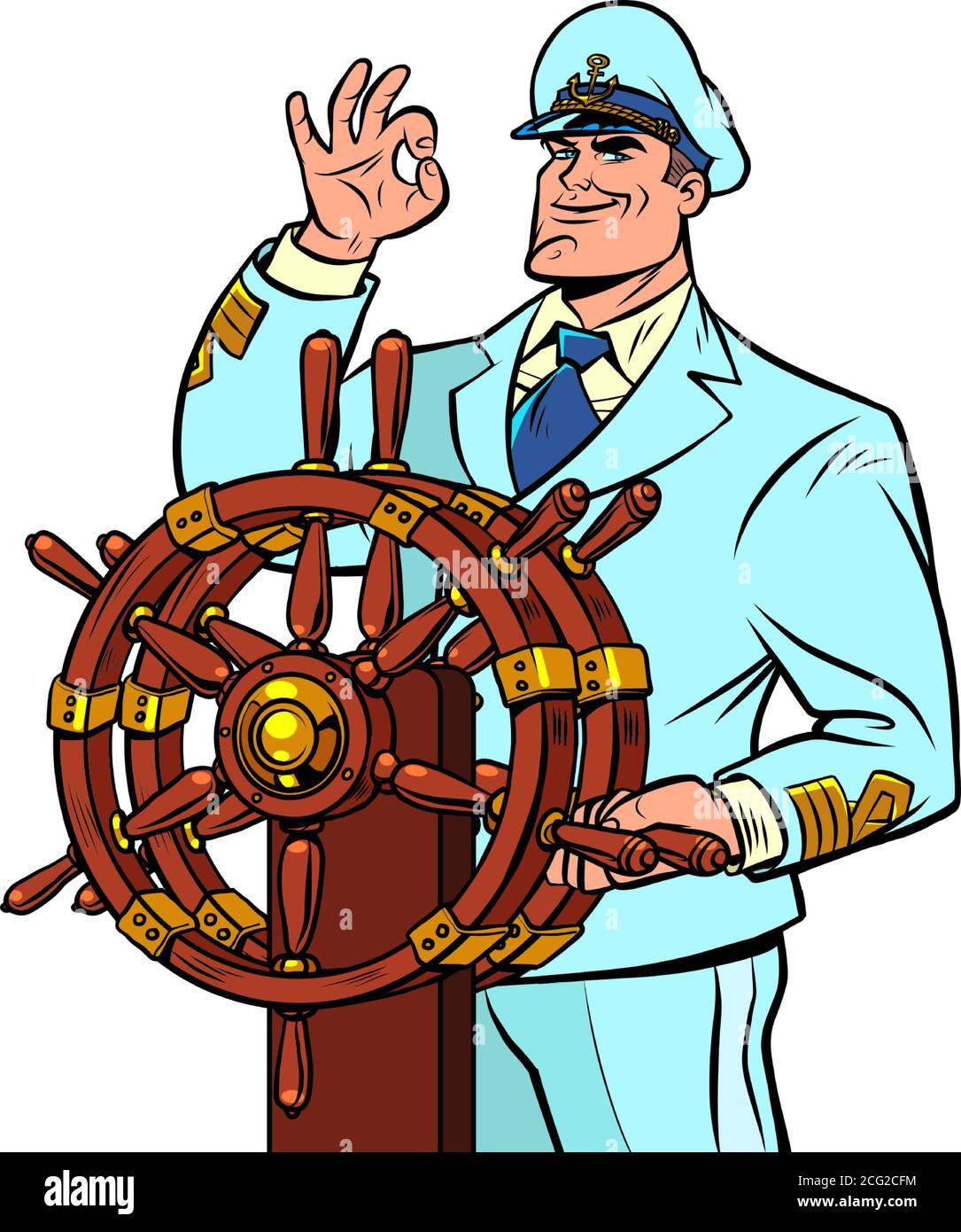 Capitán de barco en un uniforme blanco Ilustración del Vector