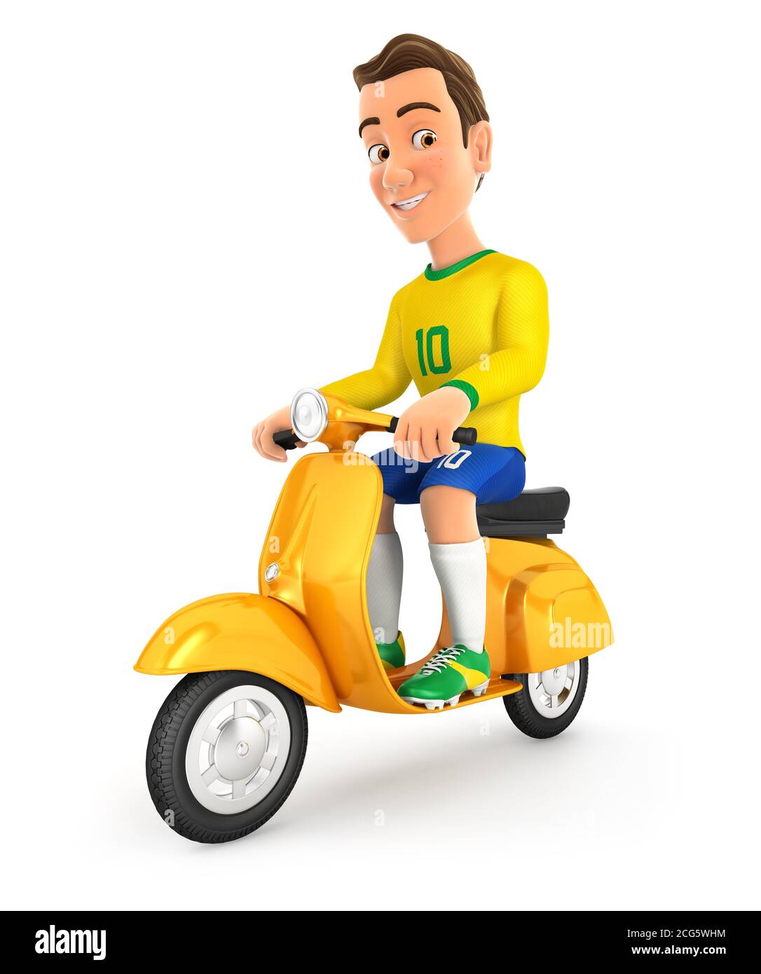 jugador de fútbol 3d amarillo jersey de montar scooter, ilustración con  fondo blanco aislado Fotografía de stock - Alamy