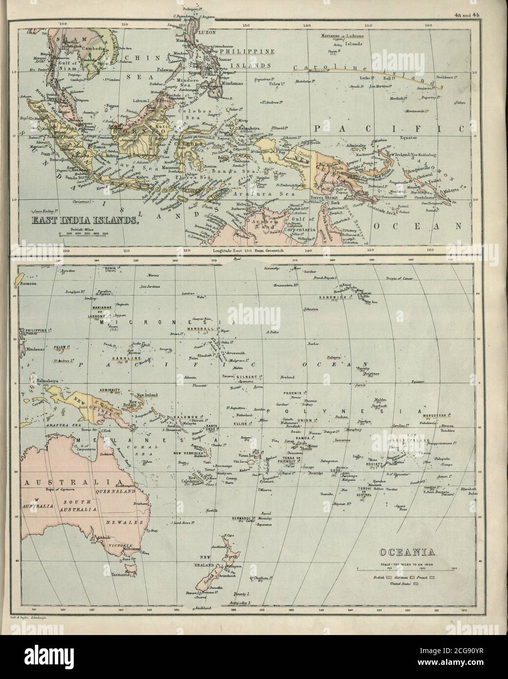 Sandycove Atlas placas 4a y 4b Indias Orientales y Oceanía Foto de stock