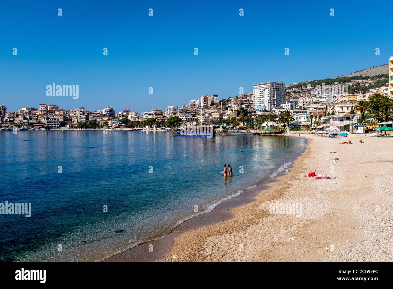 Playa de Saranda, Saranda, Albania Foto de stock