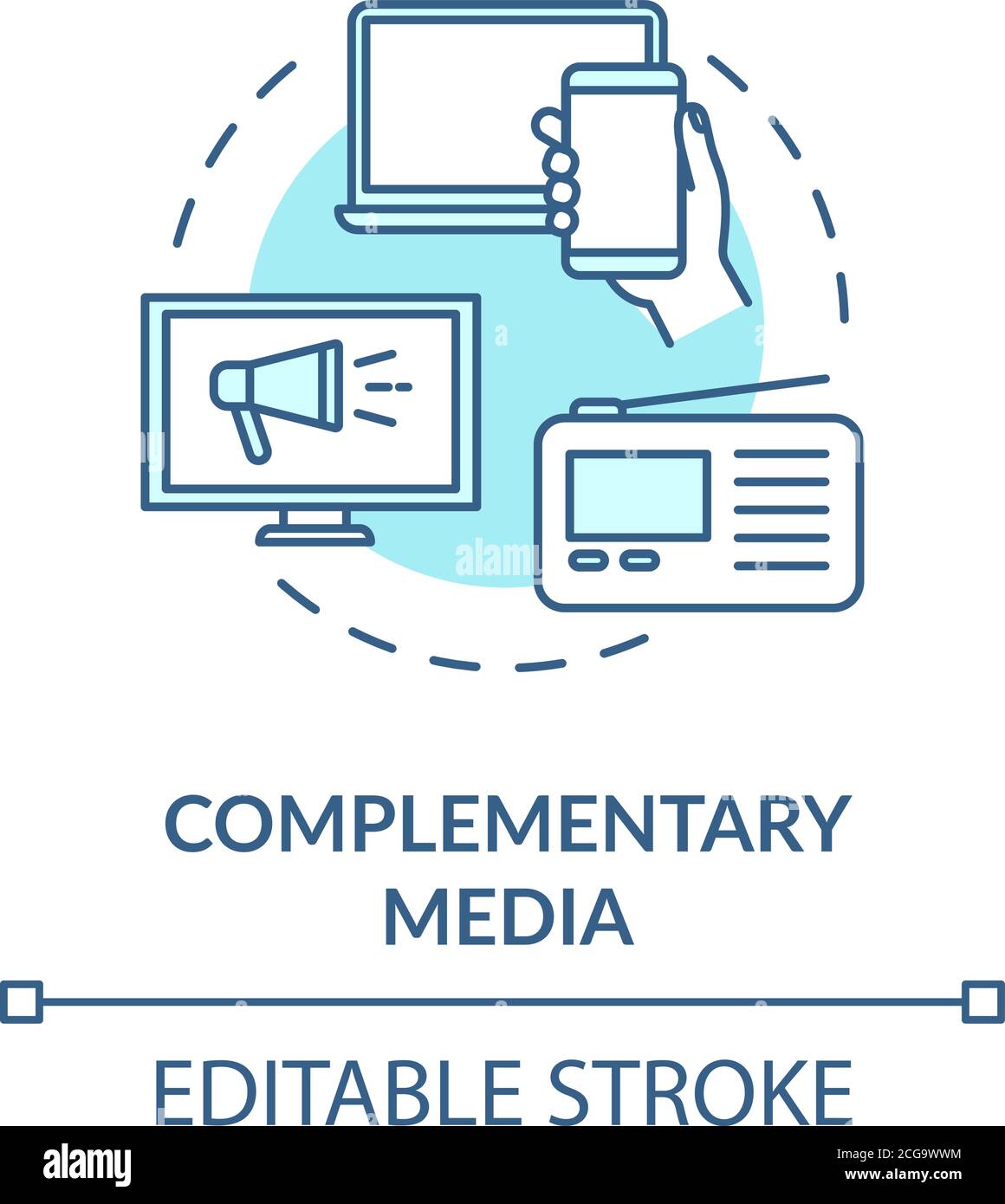 Icono de concepto de medios complementarios Imagen Vector de stock - Alamy