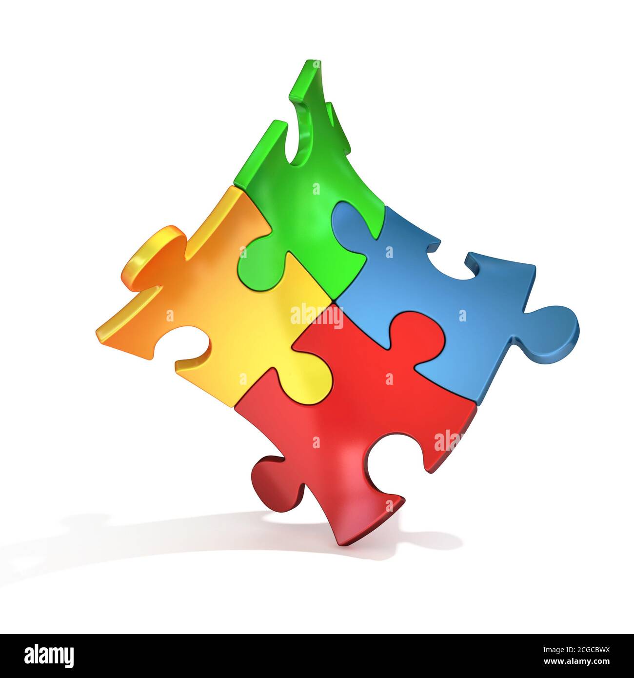 3d illustration four color puzzle fotografías e imágenes de alta