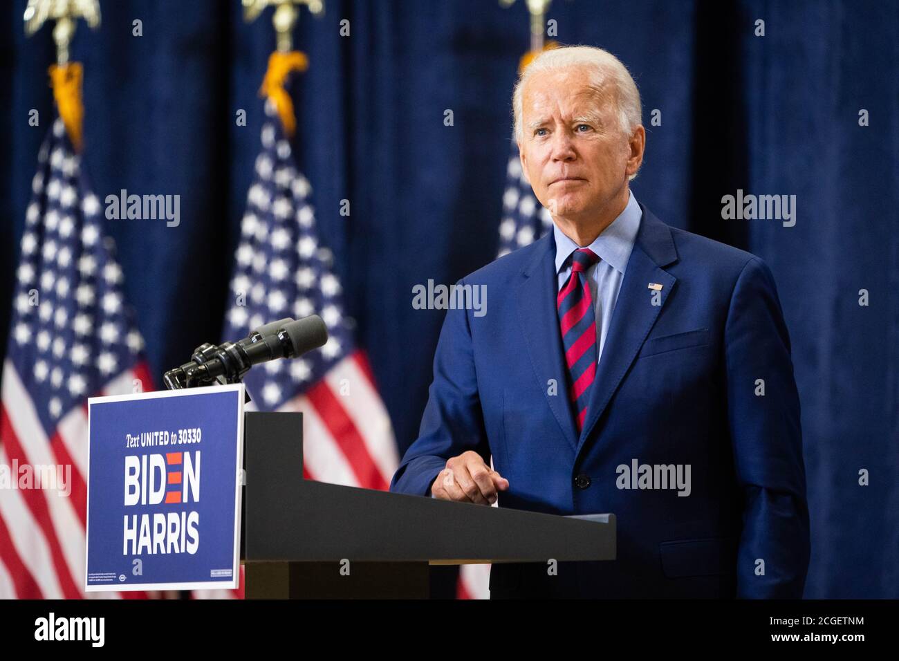 WILMINGTON, PA, EE.UU. - 04 de septiembre de 2020 - el candidato presidencial demócrata de EE.UU. Joe Biden en una conferencia de prensa sobre "el estado de la economía de EE.UU. Annd Job Foto de stock