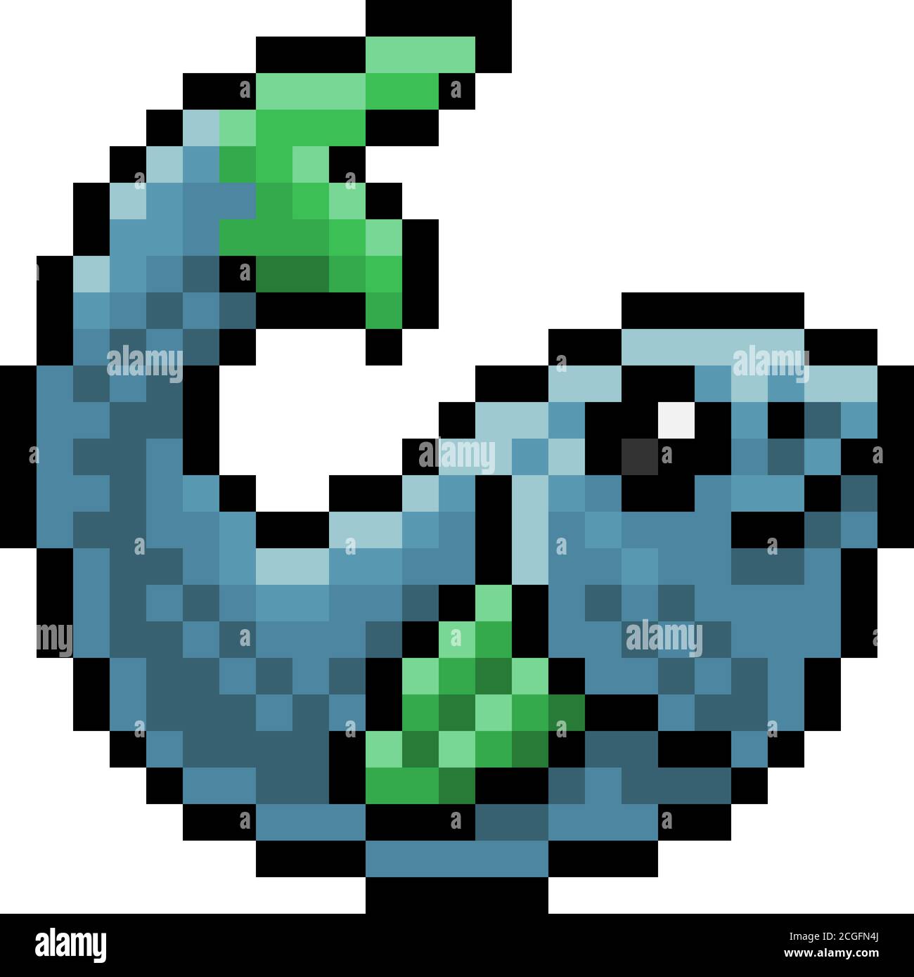 Fish ocho bit Pixel Art Game icono Ilustración del Vector