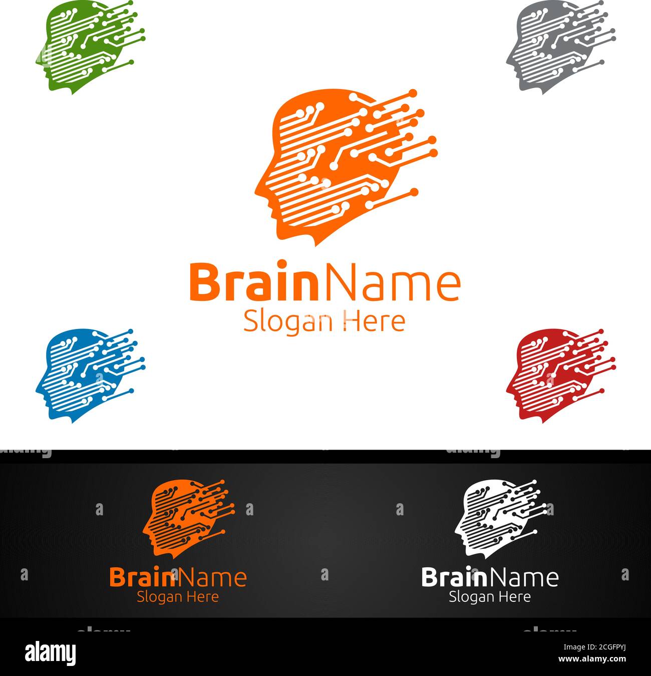 Logotipo de cerebro humano con concepto Think idea Diseño vectorial Ilustración del Vector