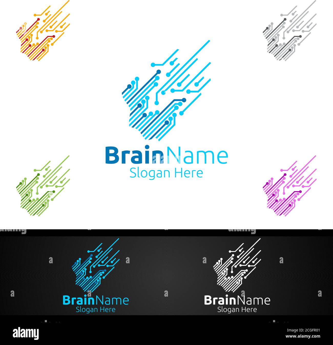 Logotipo de cerebro humano con concepto Think idea Diseño vectorial Ilustración del Vector