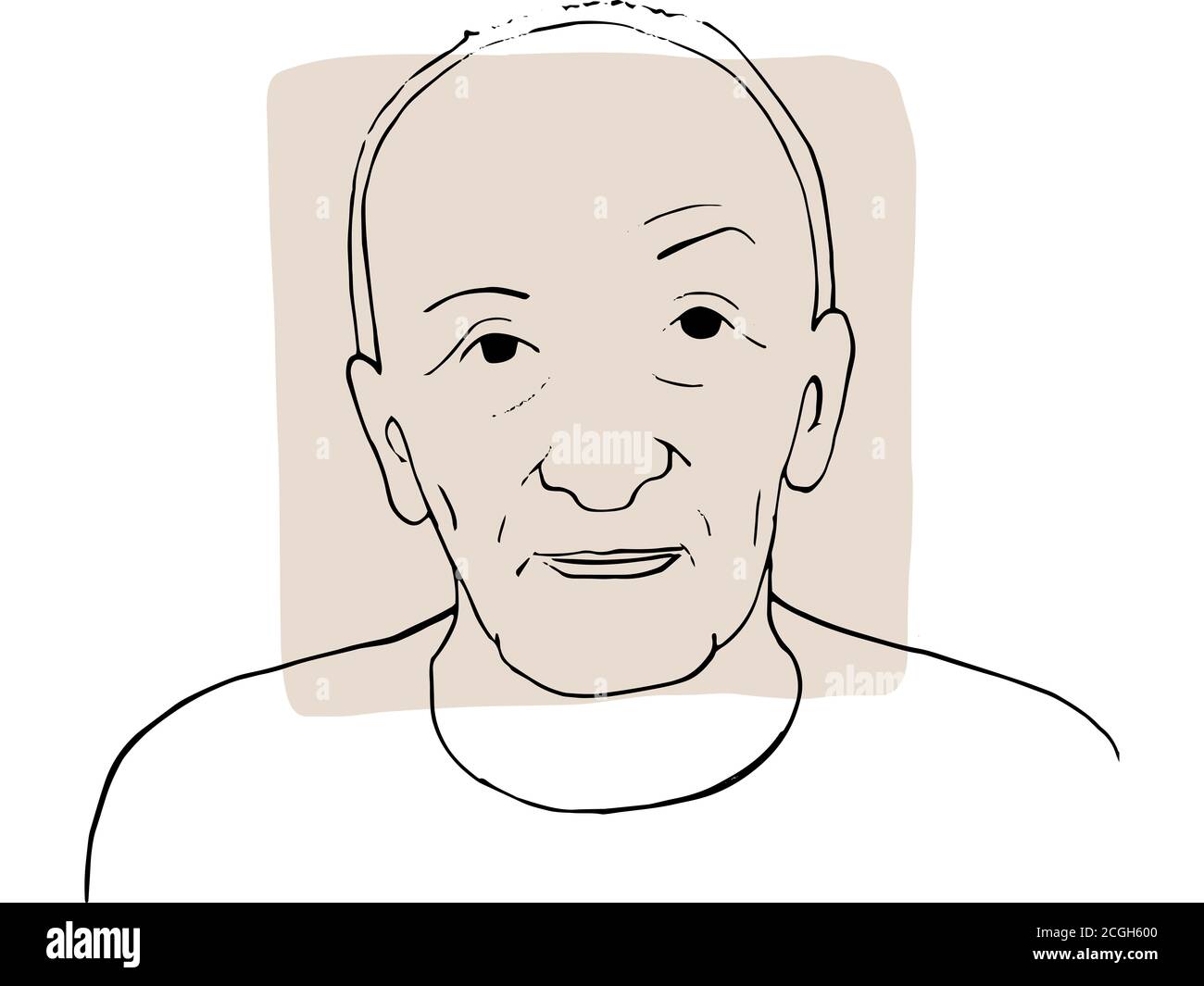 Dibujo a mano retrato de hombre viejo con muestra de color beige claro. Colección abstracta de diferentes personas y tonos de piel. Concepto de diversidad Foto de stock