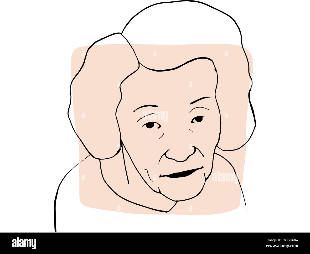 Dibujo a mano retrato de la anciana con muestra de color beige claro. Colección abstracta de diferentes personas y tonos de piel. Concepto de diversidad Foto de stock