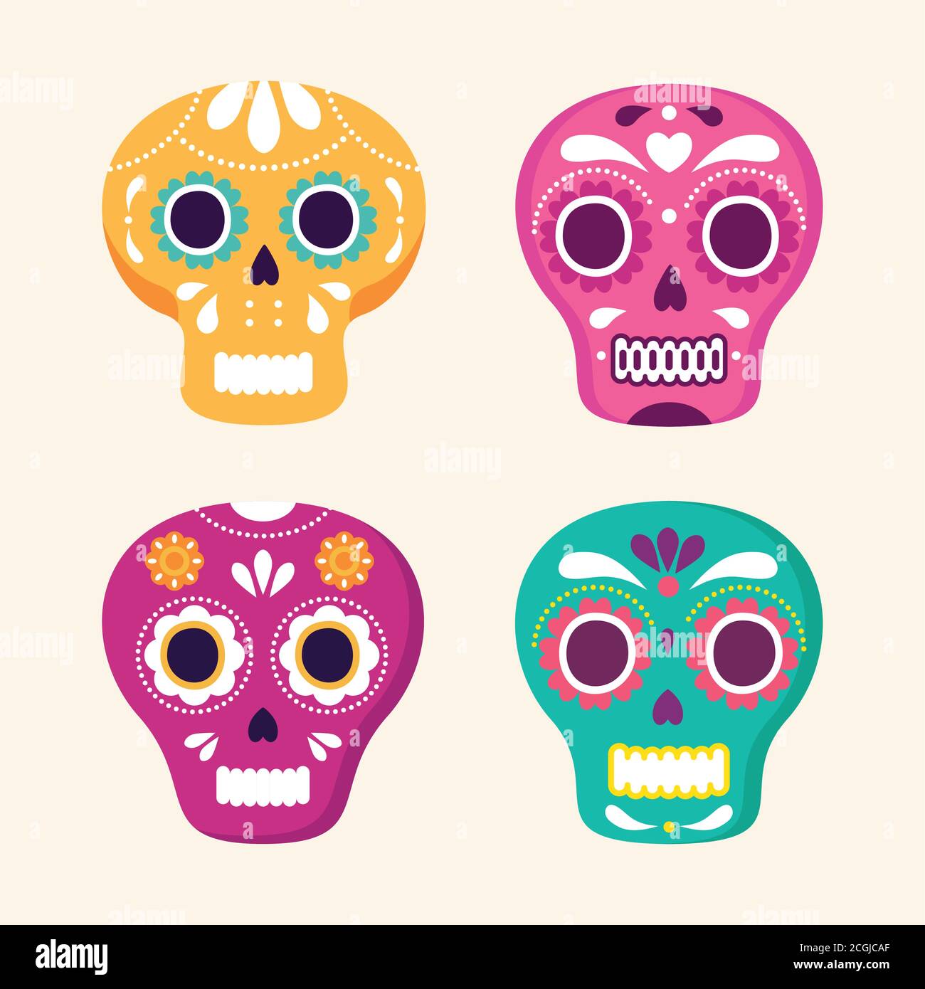 Set de calaveras decorativas mexicanas