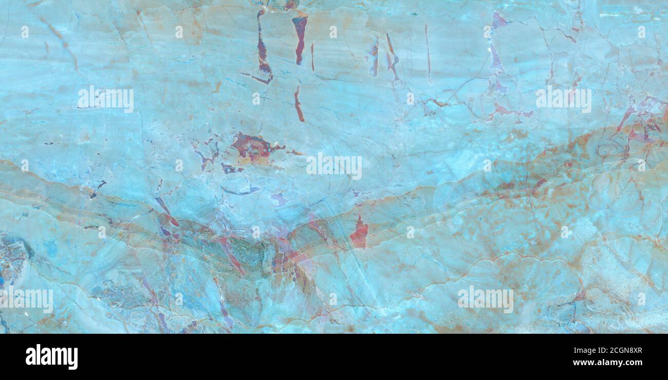 Lujoso mármol de onyx Aqua Tone con venas doradas de alta resolución, mármol verde turquesa, mineral pulido, agua azul en la piscina ondulada Foto de stock