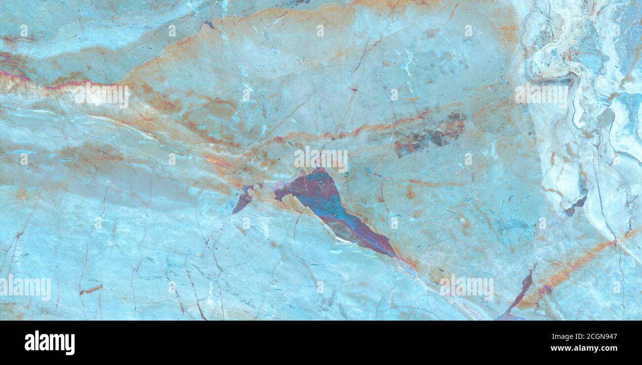 Lujoso mármol de onyx Aqua Tone con venas doradas de alta resolución, mármol verde turquesa, mineral pulido, agua azul en la piscina ondulada Foto de stock