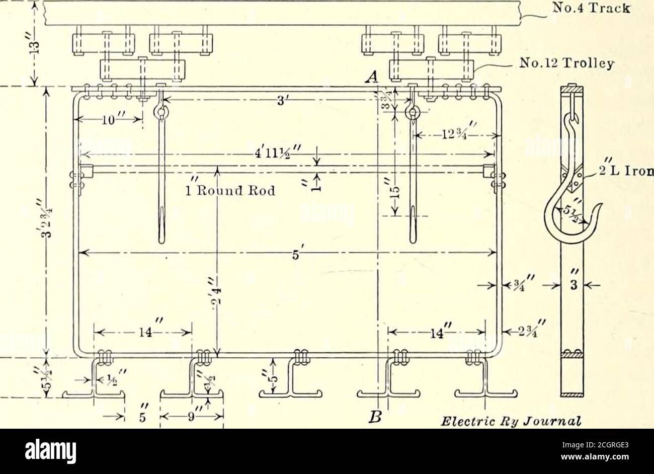 Diario del ferrocarril eléctrico . Detroit Coil Baking-Oven—portador  suspendido las bobinas tenían que ser cubiertas con hojas de %-in.  Boilerplate perforado con 1%-in. Agujeros en 5%-in. Centros.estas placas  descansan en 3-in.