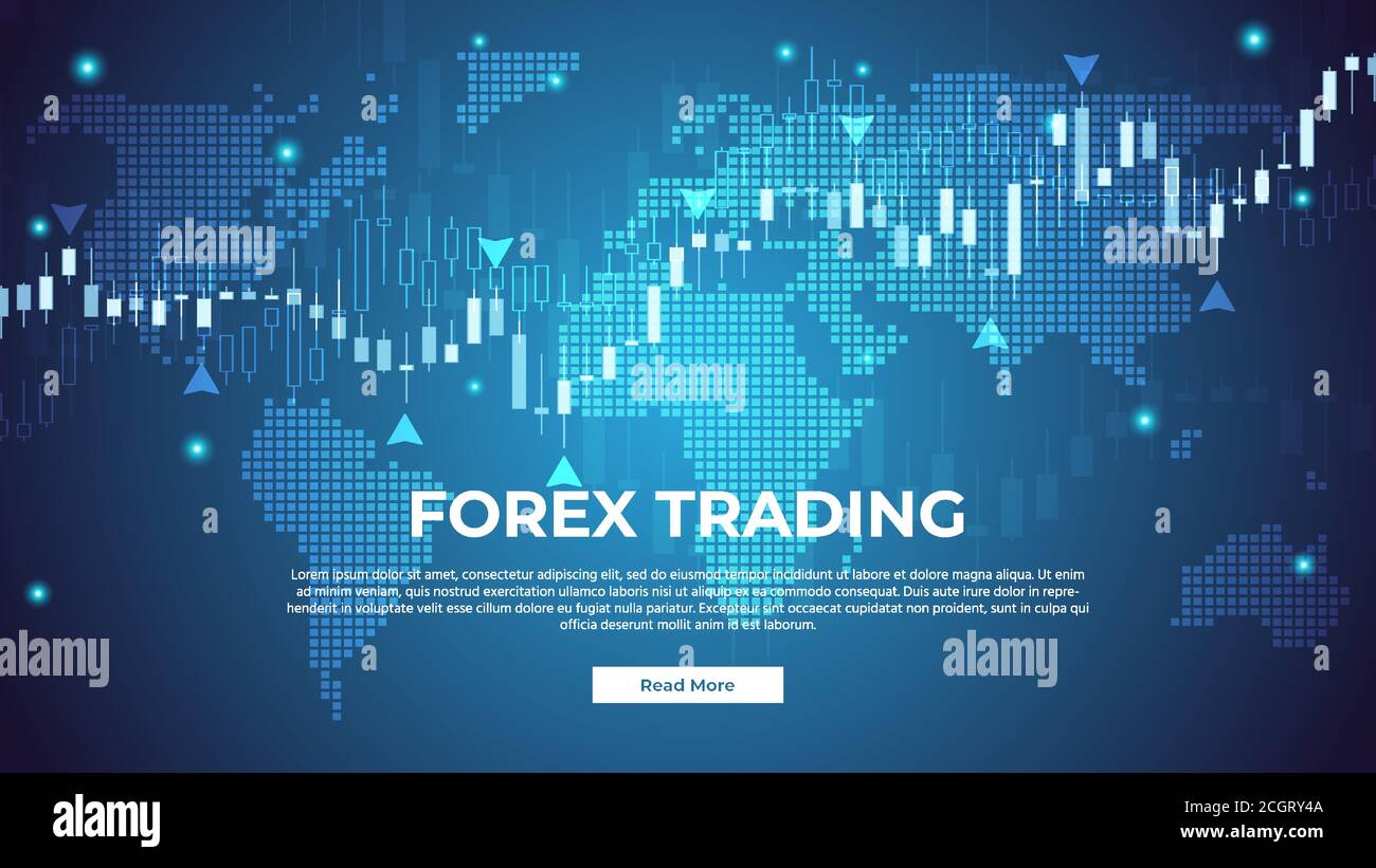 Forex Trading concepto de banner de páginas web. Banner vectorial del  mercado de valores sobre fondo azul. Plantilla de banner de la página de  inicio para mercados de bolsa Imagen Vector de