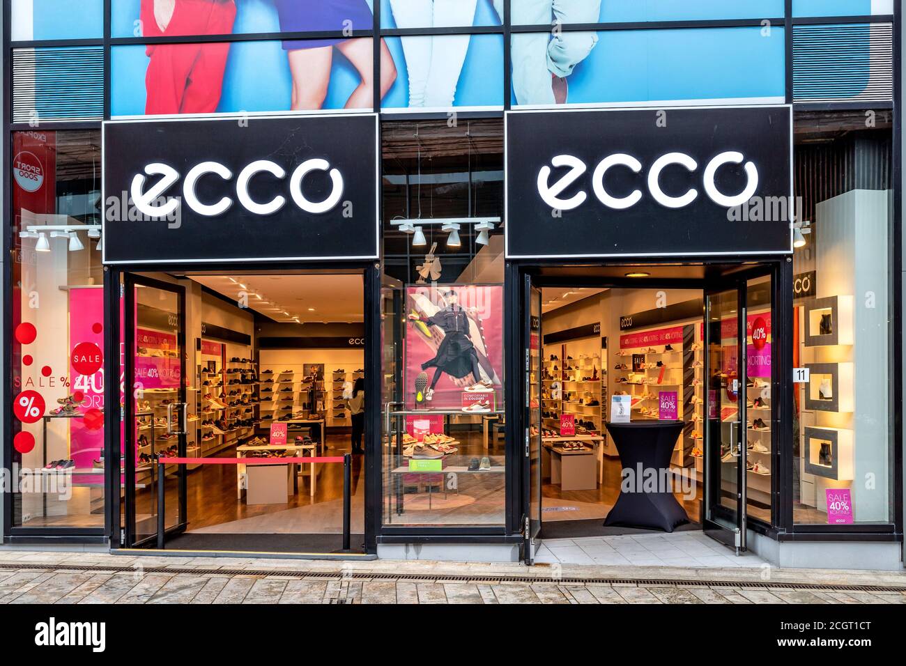 ECCO en Almere, países Bajos. ECCO Sko A/S es un fabricante y minorista danés de calzado fundado en 1963 por Karl Toosbuy en Bredebro, Fotografía de Alamy