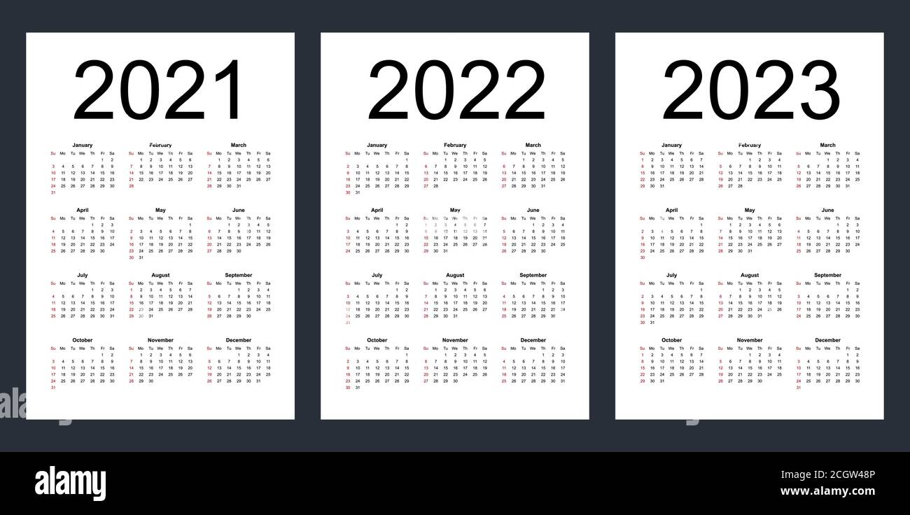 Calendarios Vectoriales Editables Simples Para Los A os 2021 2022 