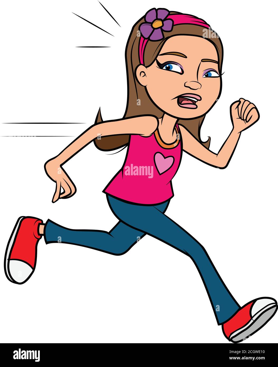 dibujo vectorial de dibujos animados de una chica corriendo en el miedo  Imagen Vector de stock - Alamy