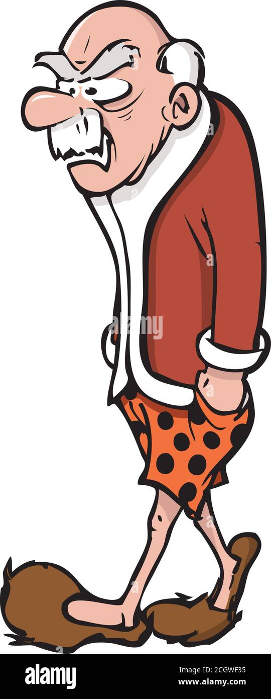 dibujo vectorial de dibujos animados de un viejo gruñoso en pantuflas Imagen  Vector de stock - Alamy