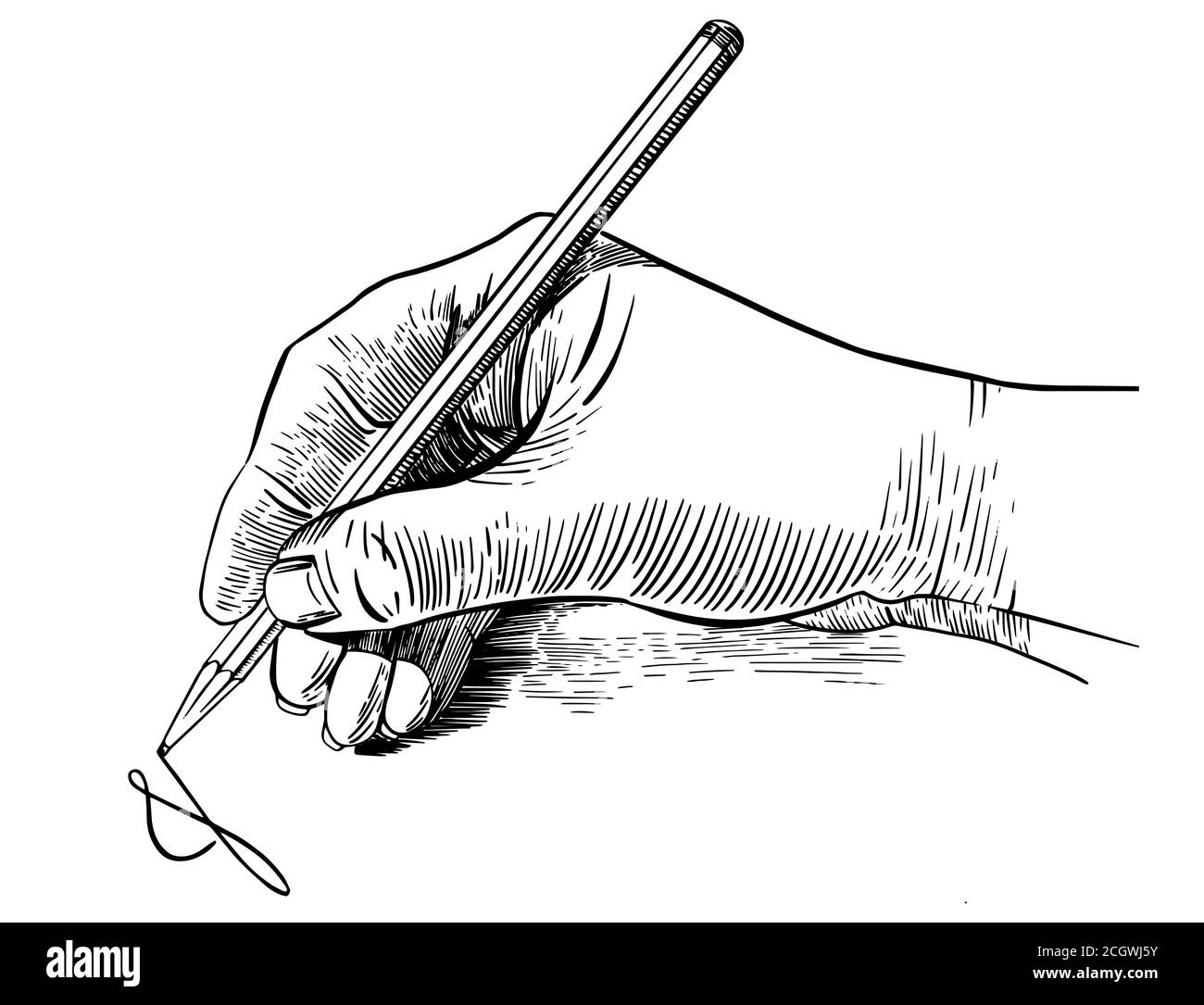 Escribir a mano con dibujo de dibujo de dibujo de lápiz. Eclosión vintage.  Ilustración de vector de estilo grabado Imagen Vector de stock - Alamy